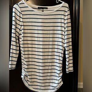 White House Black Market Striped Top - Navy and White